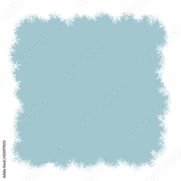Obraz Border from various snowflakes on light blue background.