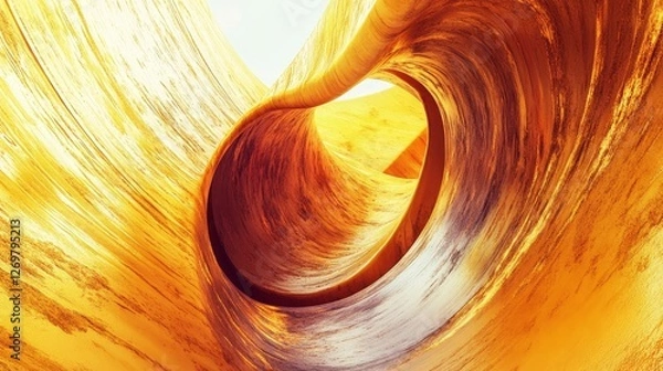 Fototapeta A gold colored wave with a hole in the middle