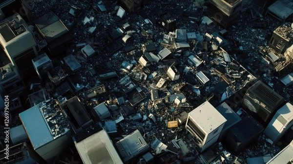 Fototapeta Electronic Waste Landfill: A Growing Environmental Challenge Globally