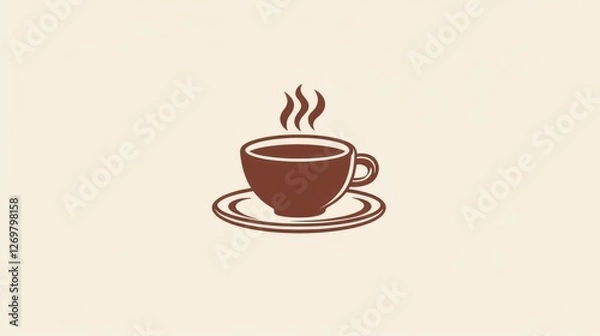 Fototapeta Steaming brown cup of coffee resting on a saucer
