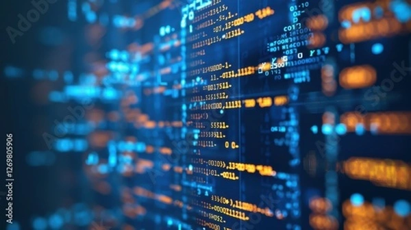 Fototapeta Image Of Computer Code On Blue Background