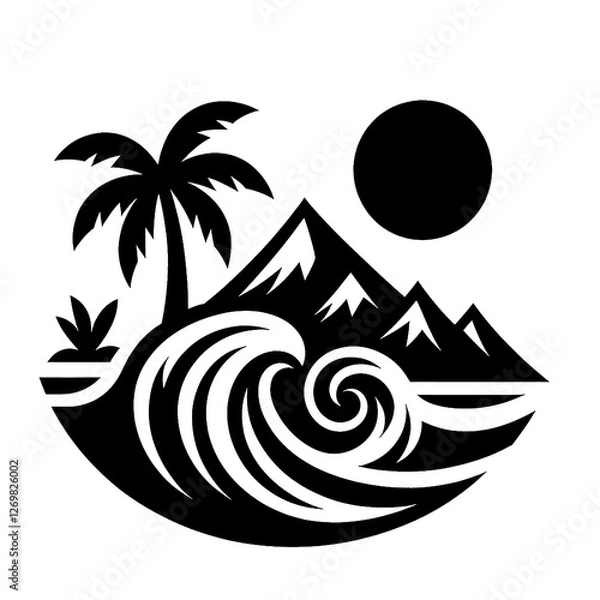Fototapeta vector illustration of a tropical island