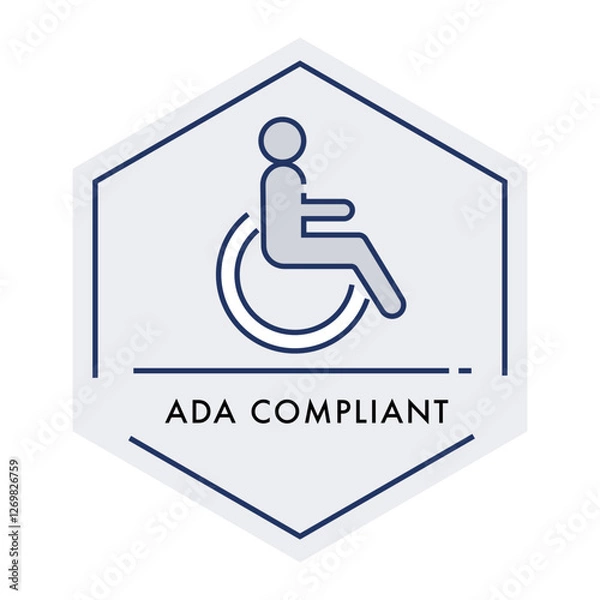 Obraz ADA Compliant Badge Representing Accessibility and Inclusivity. Editable Stroke and Colors.