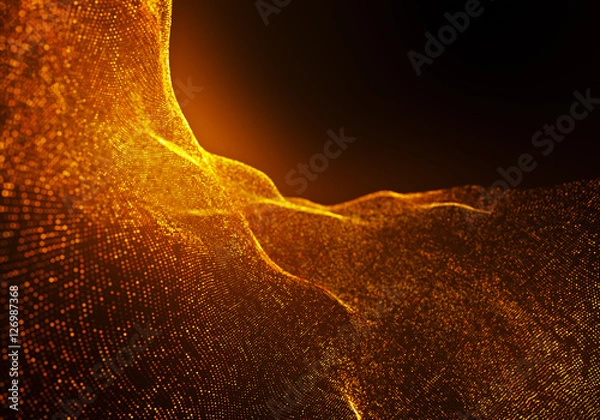 Fototapeta Abstract Particles Background with the Depth of Field and Glow