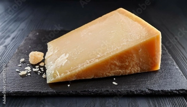 Obraz a wedge of parmesan cheese on a slate board