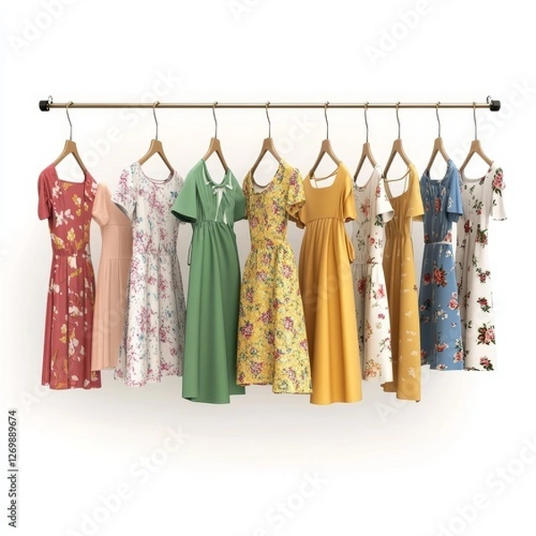 Fototapeta Colorful Assortment of Shirts Displayed on a Rack in a Well-Lit Space, Showcasing a Variety of Styles and Colors for Casual Wear