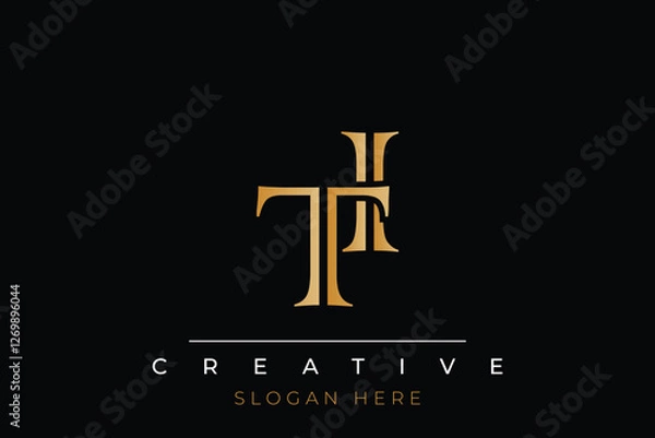 Fototapeta Sophisticated gold TI monogram logo on a sleek black background, ideal for branding, creative design, and luxurious themes.