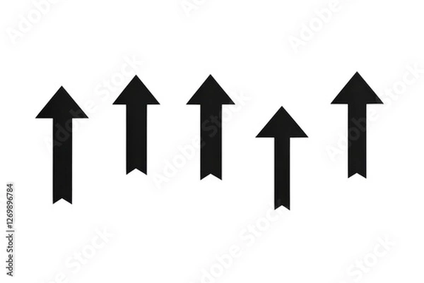 Obraz Simple black arrows point upwards in a creative arrangement against a white background isolated on transparent background