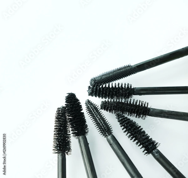 Obraz various mascara brushes on white background