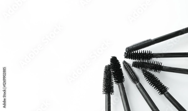 Obraz various mascara brushes on white background