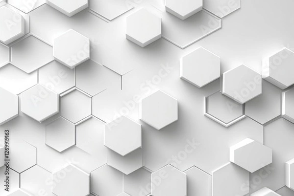 Obraz Abstract white background with a hexagonal pattern for a technology concept vector presentation design background. Copy space available