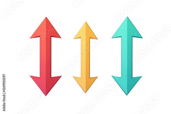 Fototapeta Colorful arrows indicating movement and direction in a modern abstract design isolated on transparent background