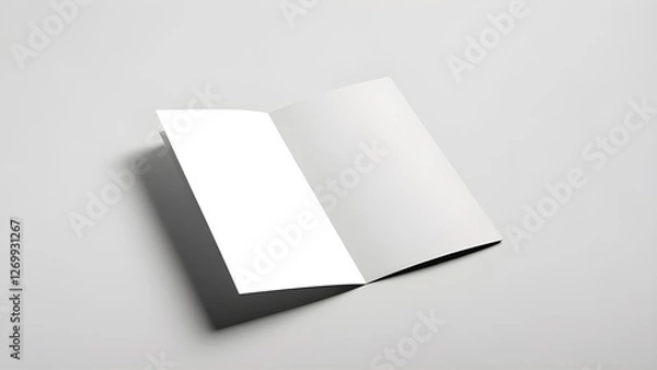 Obraz blank plain white brochure with fold. isolated on white background with shadow.object,stack