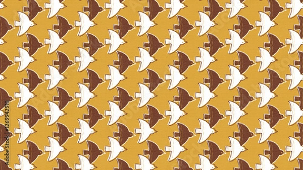 Obraz retro pop flying bird seamless pattern, vector graphic resources, 16:9 widescreen wallpaper / backdrop