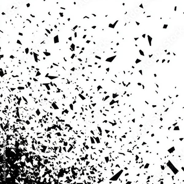 Obraz Modern illustration showcasing a cloud of broken pieces and fragments after a wall explosion. Shatter and destruction effect on a transparent background