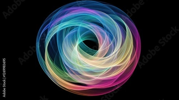 Obraz Abstract Colorful Swirl of Light on Black Background - Artistic Design