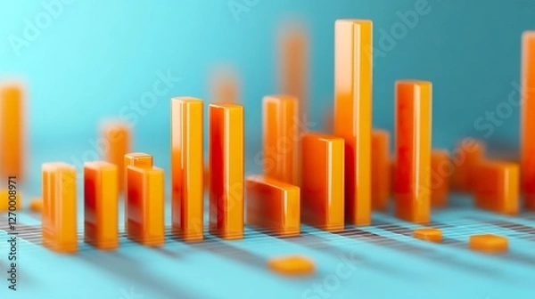 Fototapeta Orange charts displayed on a blue background.