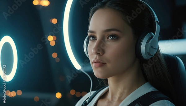 Fototapeta The Future of Space and Technology with Artificial Intelligence