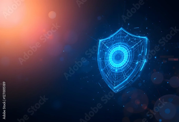 Obraz Blue digital shield. Digital data security concept