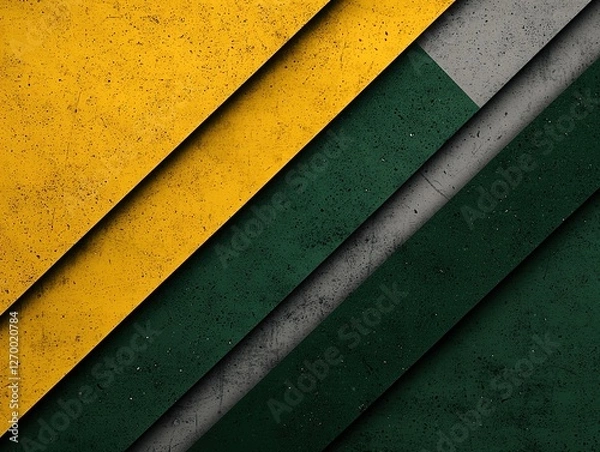Fototapeta Abstract layers of textured yellow, green, and gray create a striking visual contrast and depth.