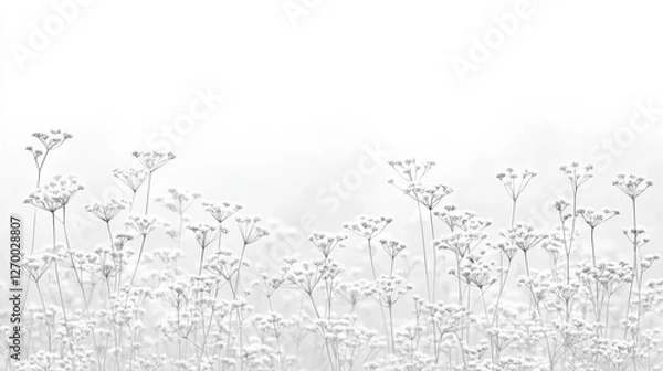 Fototapeta Delicate wildflowers blooming in a misty landscape nature photography serene environment calm viewpoint