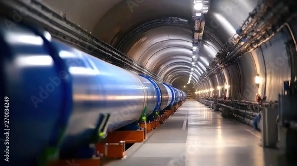 Fototapeta Interior View of the Large Hadron Collider Tunnel at CERN, Switzerland