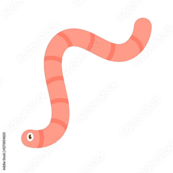 Fototapeta Cartoon illustration of a worm with a simple and modern design and cheerful colors.
