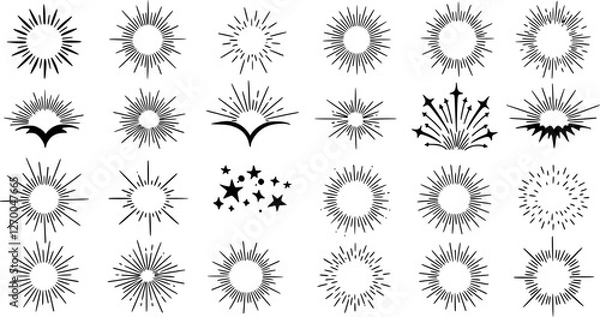 Fototapeta Doodle sparkle, starburst, radiant lines, dynamic sparkle pattern, doodle hand drawn vector illustration