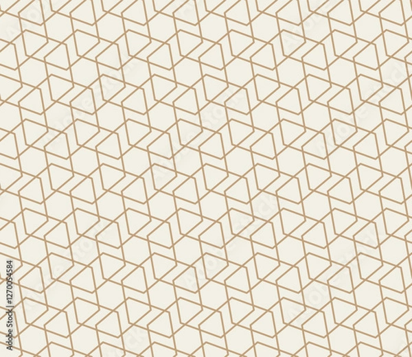 Fototapeta Repeating geometric seamless line shapes pattern on light background with gold lines. Perfect for wallpaper, textile design, packaging, or branding materials. Vector illustration