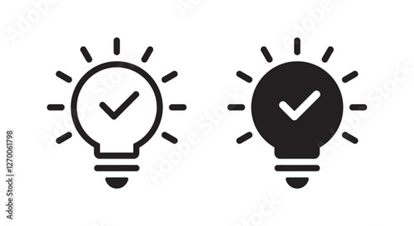 Fototapeta Insight, tip icon in trendy style. Light bulb with check mark sign symbol