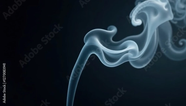 Obraz Thick white hookah smoke plumes against black backdrop , studio, elegant