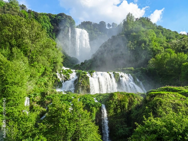 Fototapeta View of Marmore Falls: a man-made waterfall created by the Romans in 271 BC (Province of Terni, Umbria, Italy).