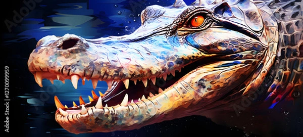 Obraz Abstract modern art collage portrait of crocodile, ai generative