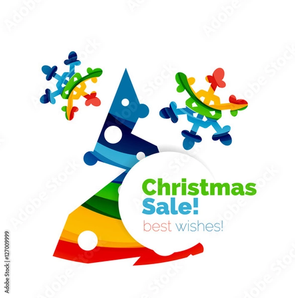 Fototapeta Christmas and New Year geometric paper design banner