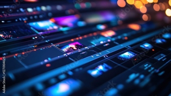 Fototapeta Digital Video Editing Interface with Timeline and Effects Processing