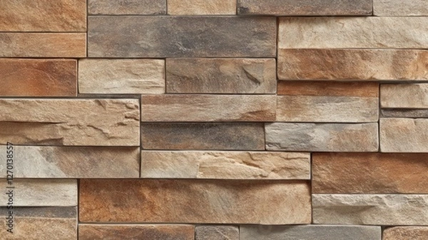 Fototapeta An urban-style rustic brick wall with warm earthy tones, faded surfaces, and a rough, raw texture.