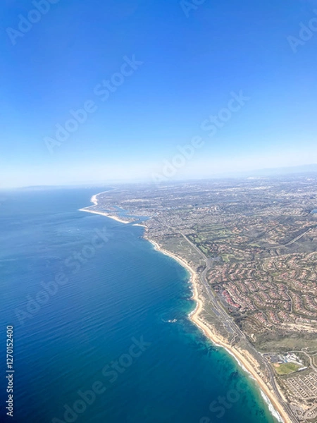 Fototapeta Aerial view from beach in California, USA