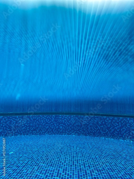 Fototapeta swimming pool bottom reflection on water in thailand