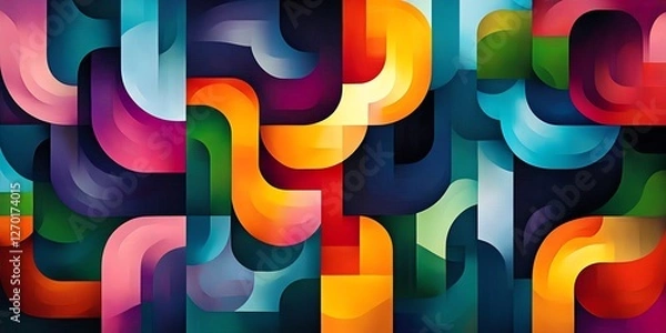 Fototapeta Abstract Colorful Curves: A Vibrant Geometric Artwork