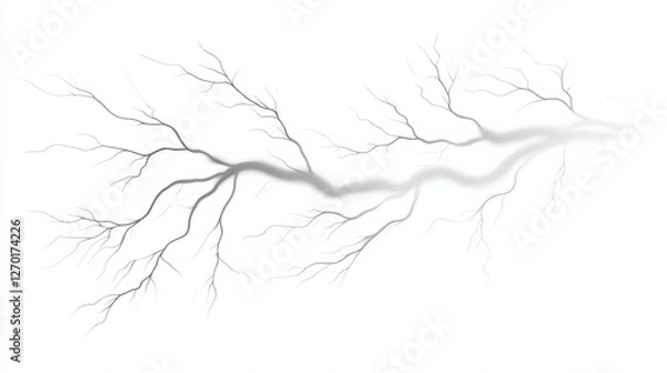 Fototapeta Abstract grayscale illustration of a lightning bolt or a branching river. The intricate details and stark contrast create a visually striking image.
