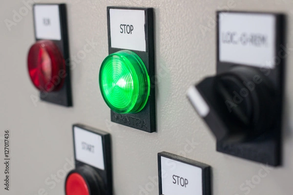 Fototapeta The pump control panel show stop light