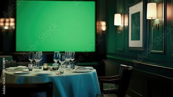 Obraz Elegant Green Room Dinner Setting
