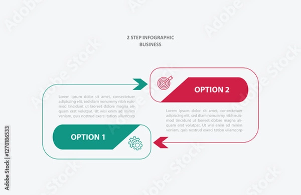Fototapeta 2 step or option infographic template design vector with line for business company presentation and marketing 