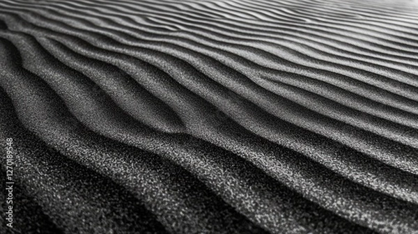 Fototapeta Abstract black and white image of smooth sand dunes with intricate patterns and textures