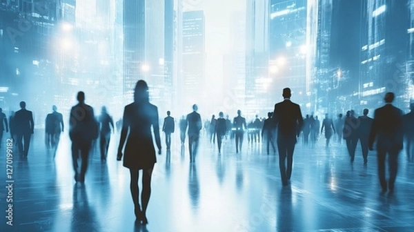 Fototapeta Innovative business team collaboration with financial firm professionals showcasing enterprise resource planning (erp) and digital technology integration for modern human resource management and corpo