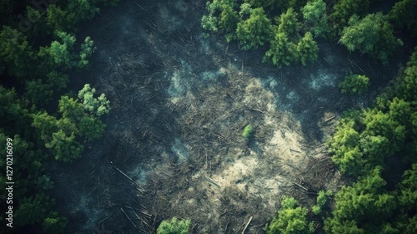 Obraz Devastating Deforestation: Trees being cleared in a forest