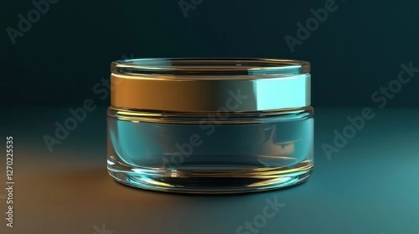 Fototapeta Elegant Transparent Jar with Gold Lid on a Gradient Background