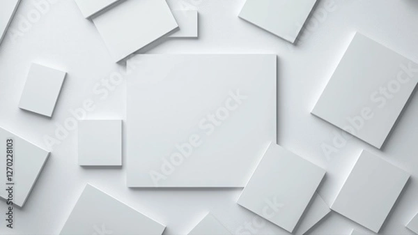Obraz Abstract 3D geometric pattern with white rectangles for modern design background.