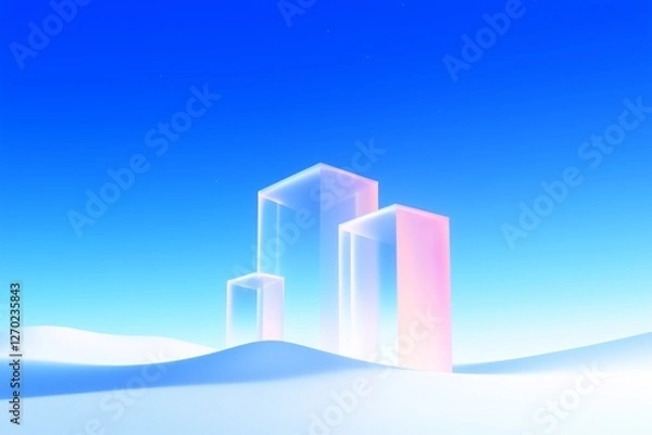 Obraz Square on a blue background, minimalist, abstract design