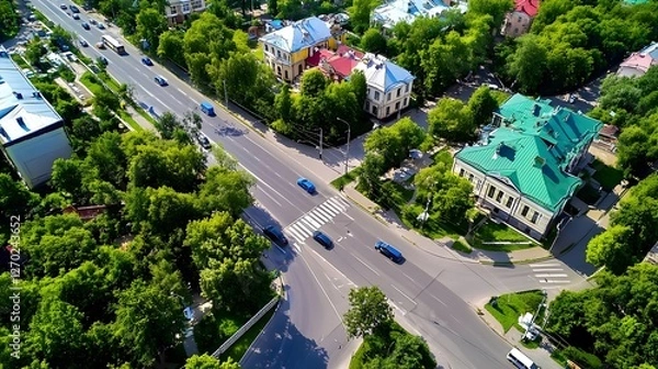 Fototapeta Aerial Cityscape: Green Park, Street View - Aerial Photography